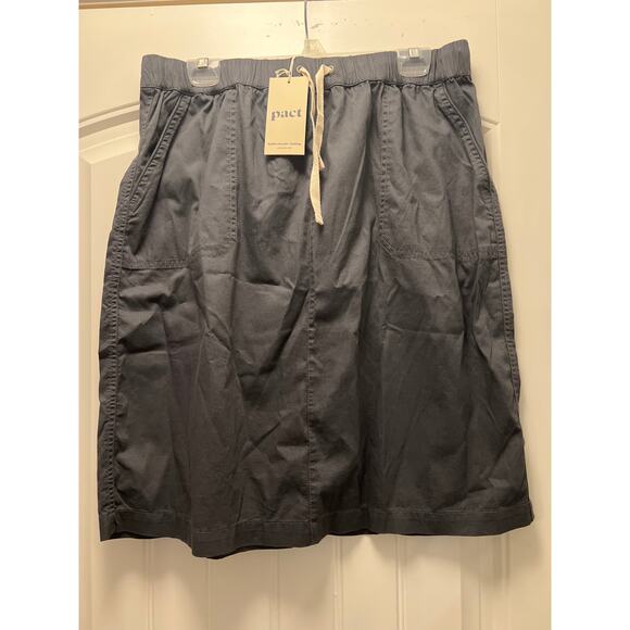 NWT Pact Women Organic Cotton Classic Woven Twill Drawstring Skirt Size XL Gray - Picture 2 of 5